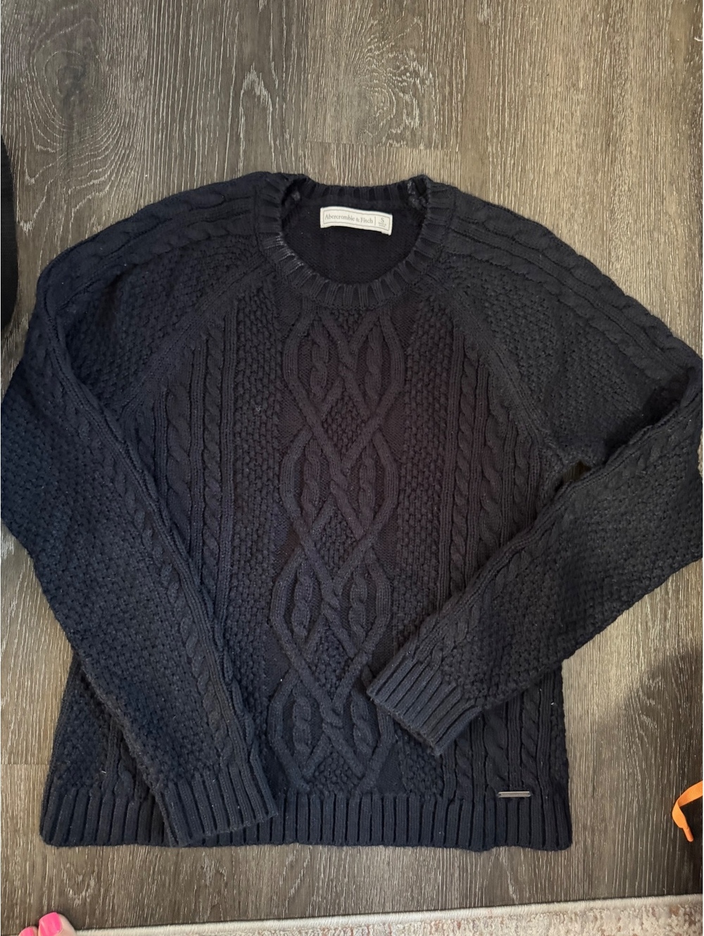 Abercrombie & Fitch Black Cable Knit Sweater Small Chunky Cozy